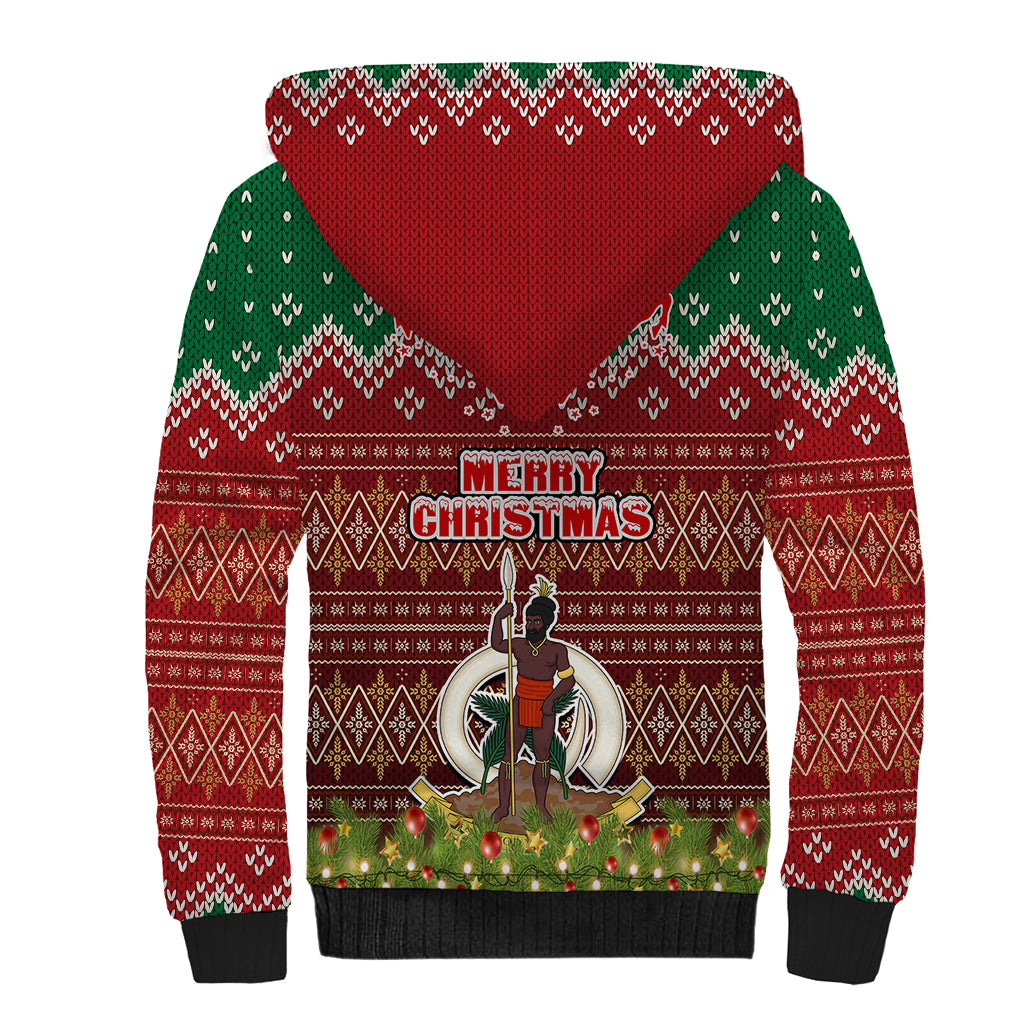 Vanuatu Christmas Sherpa Hoodie Pig Tusk Beautiful Merry Xmas Snowflake LT03 - Polynesian Pride