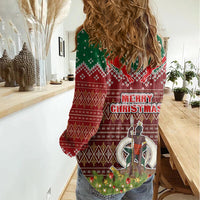 Vanuatu Christmas Women Casual Shirt Pig Tusk Beautiful Merry Xmas Snowflake LT03 - Polynesian Pride