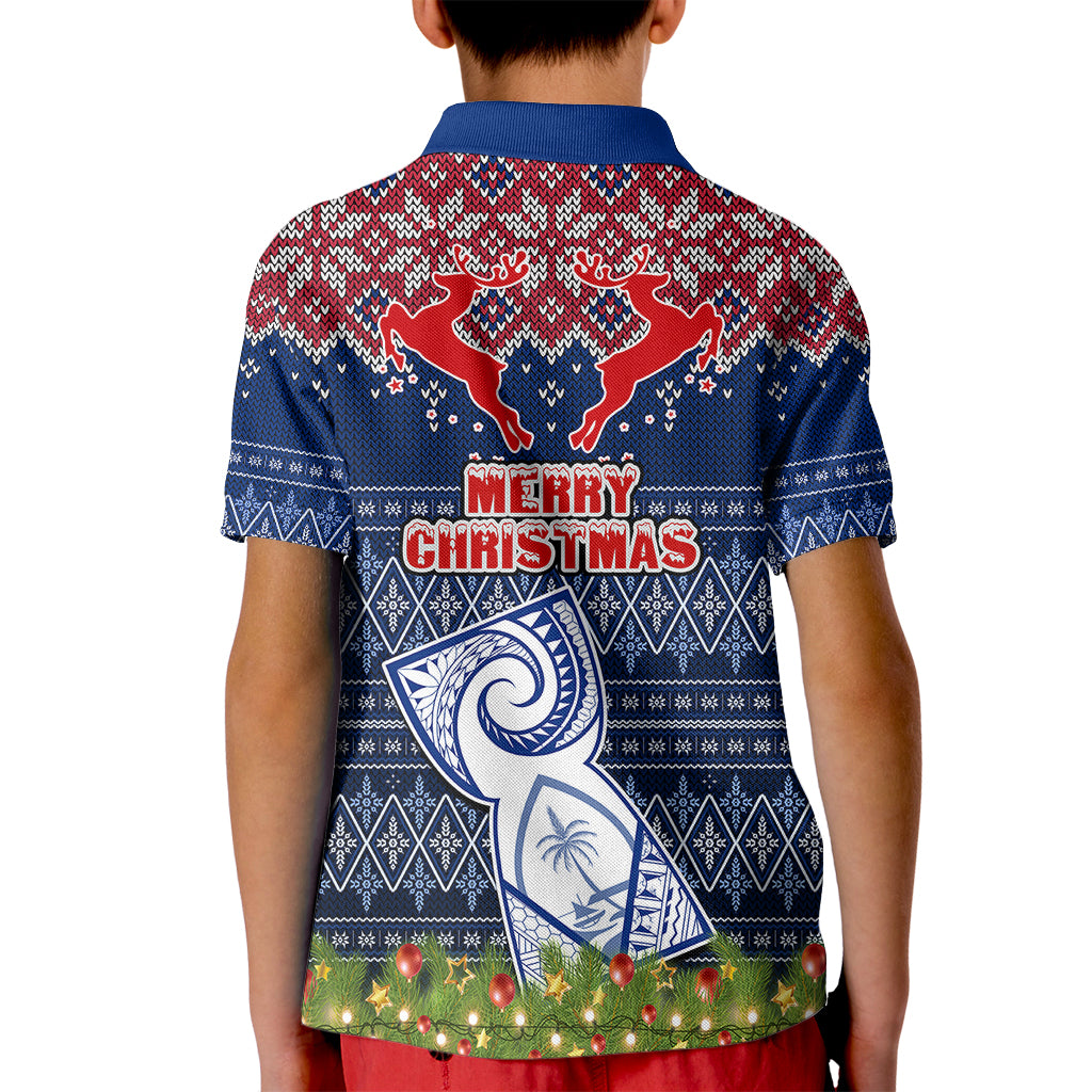 Guam Christmas Kid Polo Shirt Chamorro Guam Tattoos Beautiful Merry Xmas Snowflake LT03 - Polynesian Pride