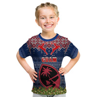 Guam Christmas Kid T Shirt Chamorro Guam Tattoos Beautiful Merry Xmas Snowflake LT03 Blue - Polynesian Pride