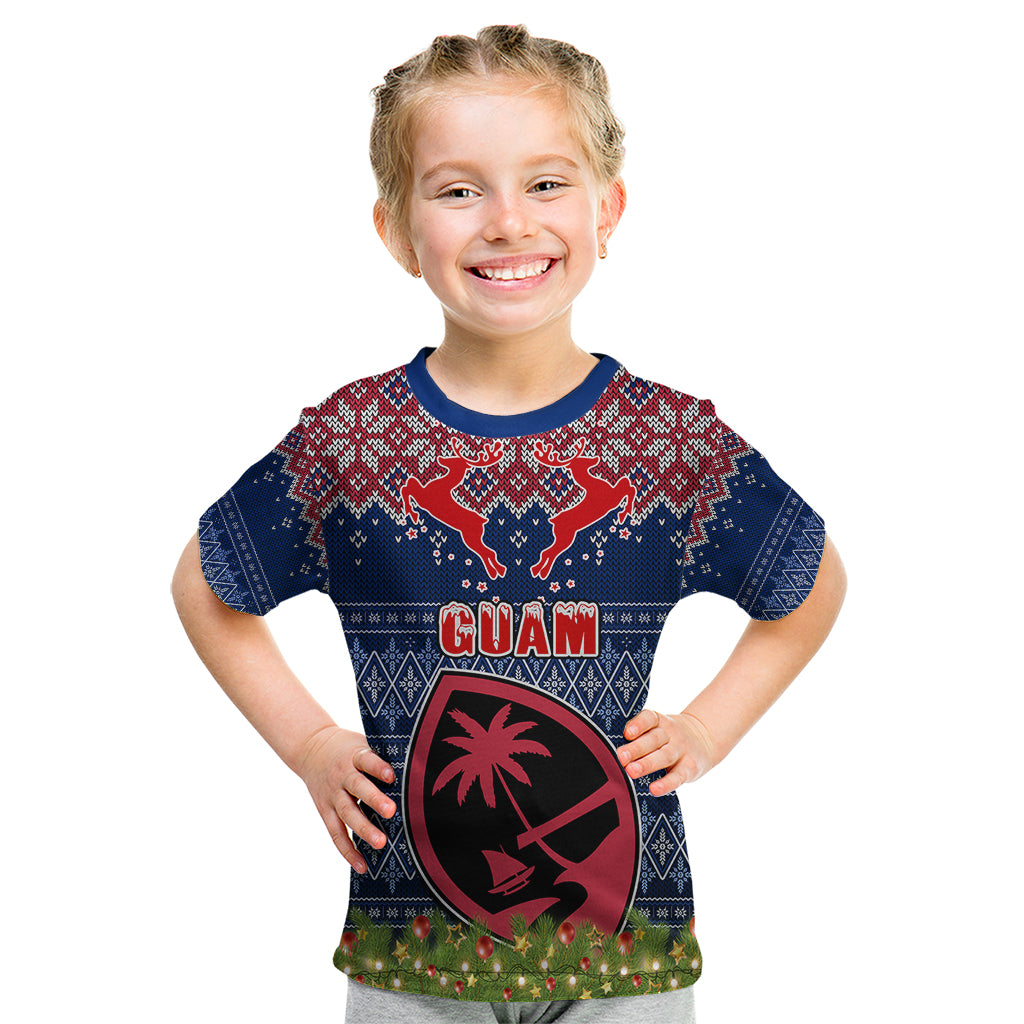 Personalised Guam Christmas Kid T Shirt Chamorro Guam Tattoos Beautiful Merry Xmas Snowflake LT03 Blue - Polynesian Pride