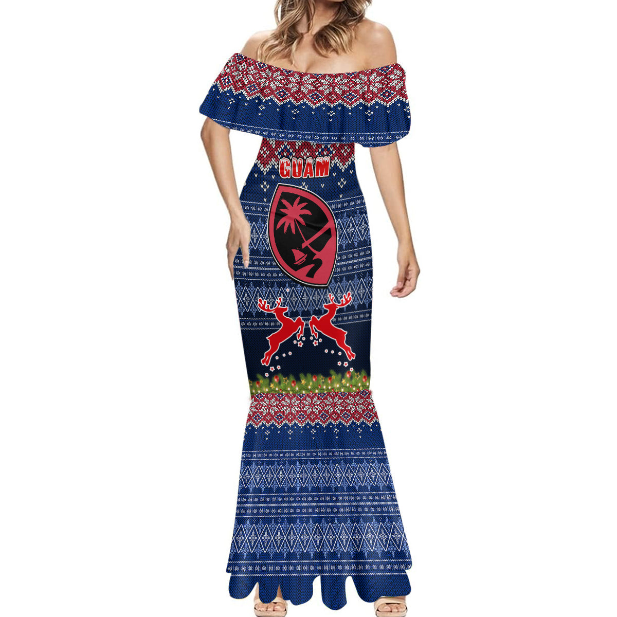 Personalised Guam Christmas Mermaid Dress Chamorro Guam Tattoos Beautiful Merry Xmas Snowflake LT03 - Polynesian Pride