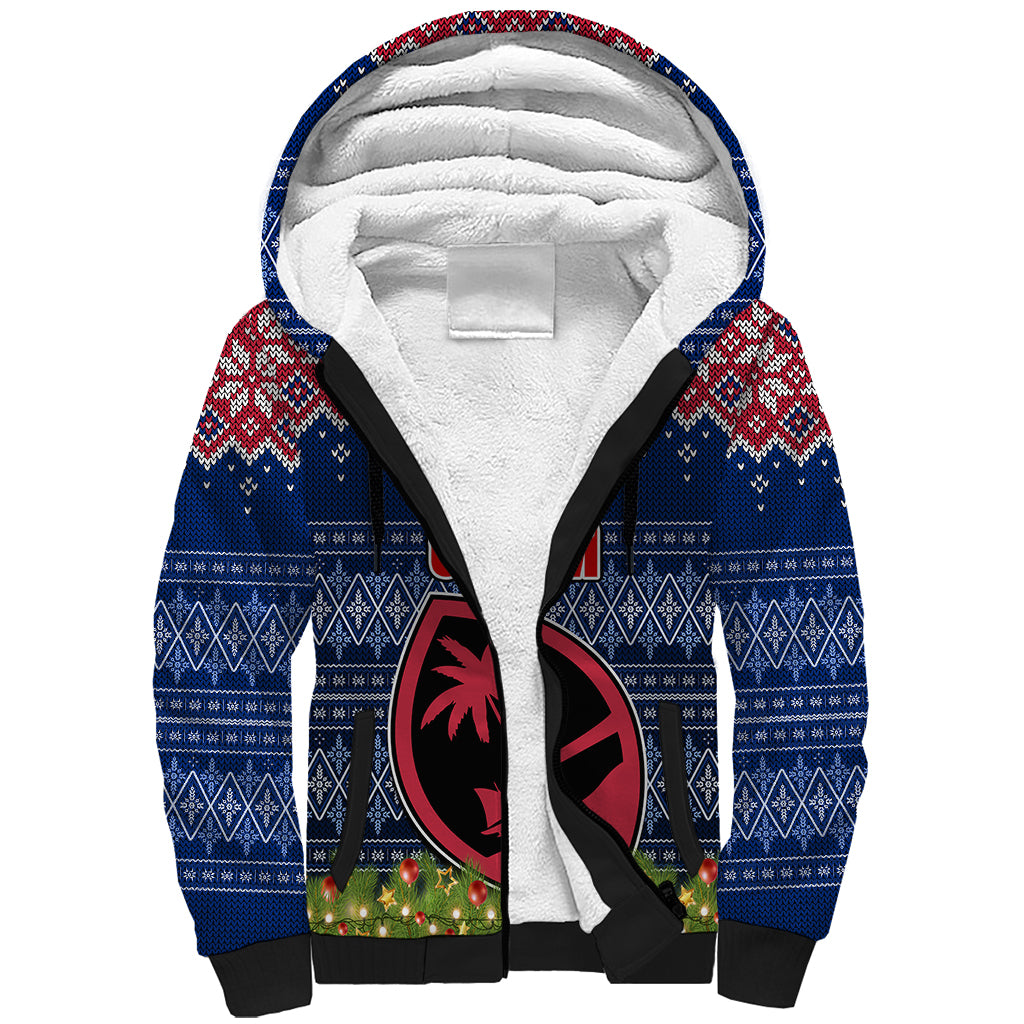 Personalised Guam Christmas Sherpa Hoodie Chamorro Guam Tattoos Beautiful Merry Xmas Snowflake LT03 Unisex Blue - Polynesian Pride