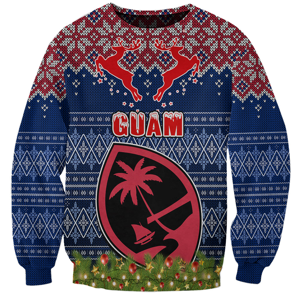 Personalised Guam Christmas Sweatshirt Chamorro Guam Tattoos Beautiful Merry Xmas Snowflake LT03 Unisex Blue - Polynesian Pride