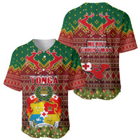 Tonga Christmas Baseball Jersey Coat of Arms and Map Beautiful Merry Xmas Snowflake LT03 - Polynesian Pride
