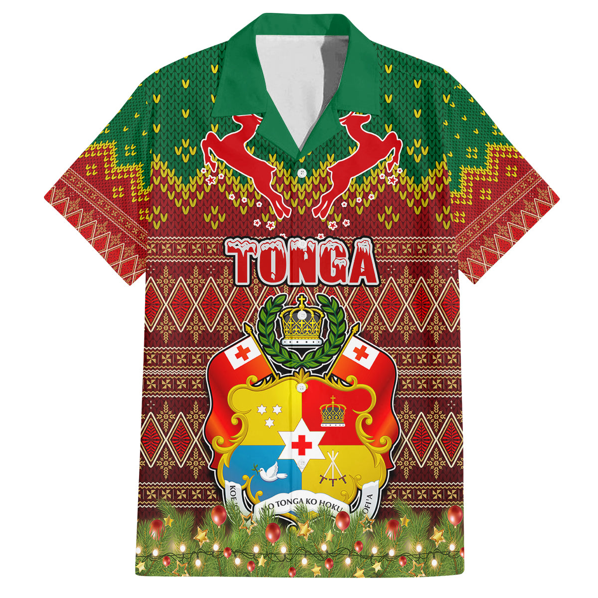 Tonga Christmas Family Matching Long Sleeve Bodycon Dress and Hawaiian Shirt Coat of Arms and Map Beautiful Merry Xmas Snowflake LT03 Dad's Shirt - Short Sleeve Red - Polynesian Pride