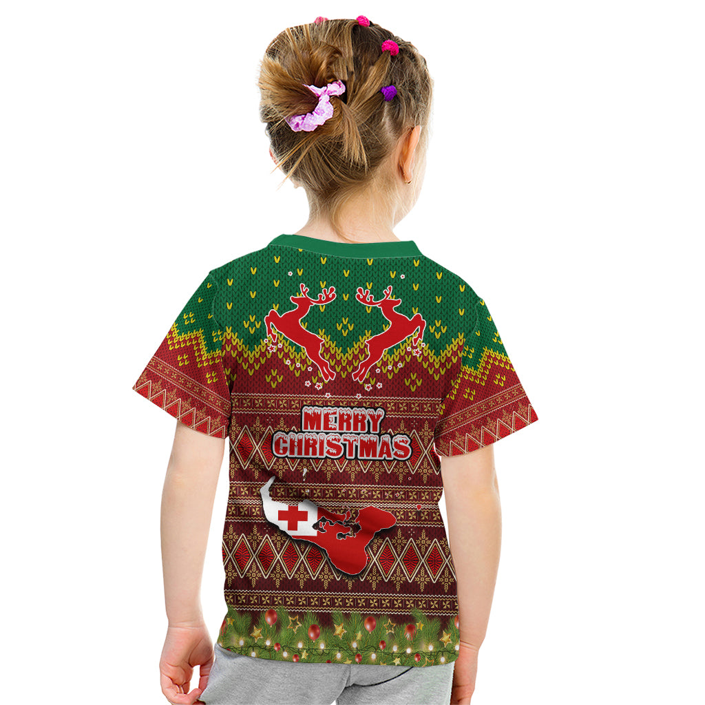 Tonga Christmas Kid T Shirt Coat of Arms and Map Beautiful Merry Xmas Snowflake LT03 - Polynesian Pride