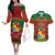 Personalised Tonga Christmas Couples Matching Off The Shoulder Long Sleeve Dress and Hawaiian Shirt Coat of Arms and Map Beautiful Merry Xmas Snowflake LT03 Red - Polynesian Pride