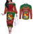 Personalised Tonga Christmas Couples Matching Off The Shoulder Long Sleeve Dress and Long Sleeve Button Shirts Coat of Arms and Map Beautiful Merry Xmas Snowflake LT03 Red - Polynesian Pride