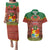 Personalised Tonga Christmas Couples Matching Puletasi Dress and Hawaiian Shirt Coat of Arms and Map Beautiful Merry Xmas Snowflake LT03 Red - Polynesian Pride
