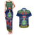 Niue Christmas Couples Matching Tank Maxi Dress and Hawaiian Shirt Coat of Arms and Map Beautiful Merry Xmas Snowflake LT03 Blue - Polynesian Pride