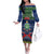 Niue Christmas Off The Shoulder Long Sleeve Dress Coat of Arms and Map Beautiful Merry Xmas Snowflake LT03 Women Blue - Polynesian Pride