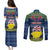 Personalised Niue Christmas Couples Matching Puletasi Dress and Long Sleeve Button Shirts Coat of Arms and Map Beautiful Merry Xmas Snowflake LT03 - Polynesian Pride