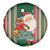 Kiribati Christmas Spare Tire Cover Santa With Gift Bag Behind Ribbons Seamless Green Maori LT03 - Polynesian Pride