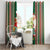 Kiribati Christmas Window Curtain Santa With Gift Bag Behind Ribbons Seamless Green Maori LT03 - Polynesian Pride