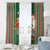 Kiribati Christmas Window Curtain Santa With Gift Bag Behind Ribbons Seamless Green Maori LT03 - Polynesian Pride