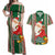 Custom Kiribati Christmas Couples Matching Off Shoulder Maxi Dress and Hawaiian Shirt Santa With Gift Bag Behind Ribbons Seamless Green Maori LT03 Green - Polynesian Pride