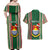 Custom Kiribati Christmas Couples Matching Off Shoulder Maxi Dress and Hawaiian Shirt Santa With Gift Bag Behind Ribbons Seamless Green Maori LT03 - Polynesian Pride