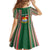 Custom Kiribati Christmas Family Matching Off Shoulder Long Sleeve Dress and Hawaiian Shirt Santa With Gift Bag Behind Ribbons Seamless Green Maori LT03 - Polynesian Pride