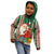 Custom Kiribati Christmas Kid Hoodie Santa With Gift Bag Behind Ribbons Seamless Green Maori LT03 - Polynesian Pride