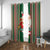 Custom Kiribati Christmas Window Curtain Santa With Gift Bag Behind Ribbons Seamless Green Maori LT03 With Grommets Green - Polynesian Pride