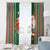 Custom Kiribati Christmas Window Curtain Santa With Gift Bag Behind Ribbons Seamless Green Maori LT03 - Polynesian Pride