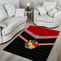 Tonga Area Rug Tonga Coat of Arms with Seamless Tapa Ngatu Pattern LT03 - Polynesian Pride