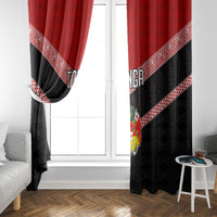 Tonga Window Curtain Tonga Coat of Arms with Seamless Tapa Ngatu Pattern LT03 - Polynesian Pride