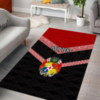 Personalised Tonga Area Rug Tonga Coat of Arms with Seamless Tapa Ngatu Pattern LT03 - Polynesian Pride