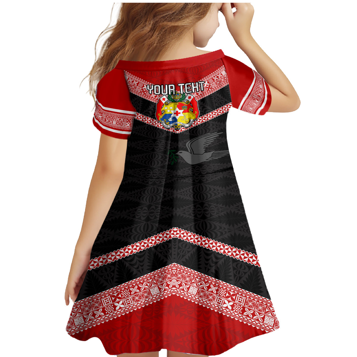 Personalised Tonga Family Matching Mermaid Dress and Hawaiian Shirt Tonga Coat of Arms with Seamless Tapa Ngatu Pattern LT03 - Polynesian Pride