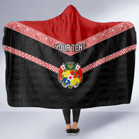 Personalised Tonga Hooded Blanket Tonga Coat of Arms with Seamless Tapa Ngatu Pattern LT03 - Polynesian Pride
