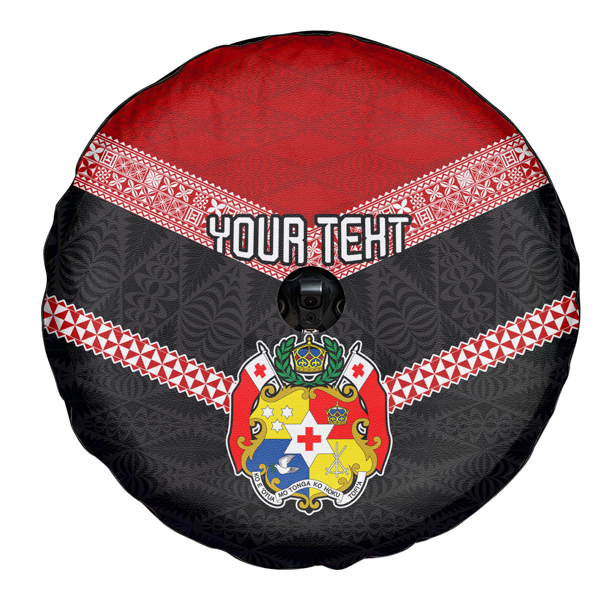 Personalised Tonga Spare Tire Cover Tonga Coat of Arms with Seamless Tapa Ngatu Pattern LT03 - Polynesian Pride