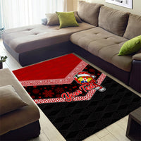 Personalised Tonga Christmas Area Rug Tongan Coat of Arms Santa With Ngatu Pattern Christmas Red Style LT03 - Polynesian Pride