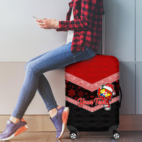 Personalised Tonga Christmas Luggage Cover Tongan Coat of Arms Santa With Ngatu Pattern Christmas Red Style LT03 - Polynesian Pride