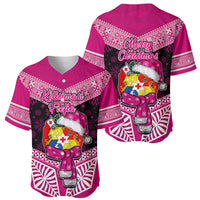 Tonga Christmas Baseball Jersey Tongan Coat of Arms Santa With Ngatu Pattern Christmas Pink Style LT03 - Polynesian Pride