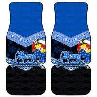 Tonga Christmas Car Mats Tongan Coat of Arms Santa With Ngatu Pattern Christmas Blue Style LT03 Blue - Polynesian Pride