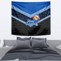 Tonga Christmas Tapestry Tongan Coat of Arms Santa With Ngatu Pattern Christmas Blue Style LT03 - Polynesian Pride
