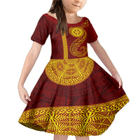 Tonga Ha'apai High School Family Matching Mermaid Dress and Hawaiian Shirt Ngatu and Maori Ethnic Tribal Pattern LT03 Daughter's Dress Red - Polynesian Pride