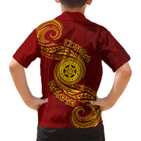 Tonga Ha'apai High School Kid Hawaiian Shirt Ngatu and Maori Ethnic Tribal Pattern LT03 - Polynesian Pride