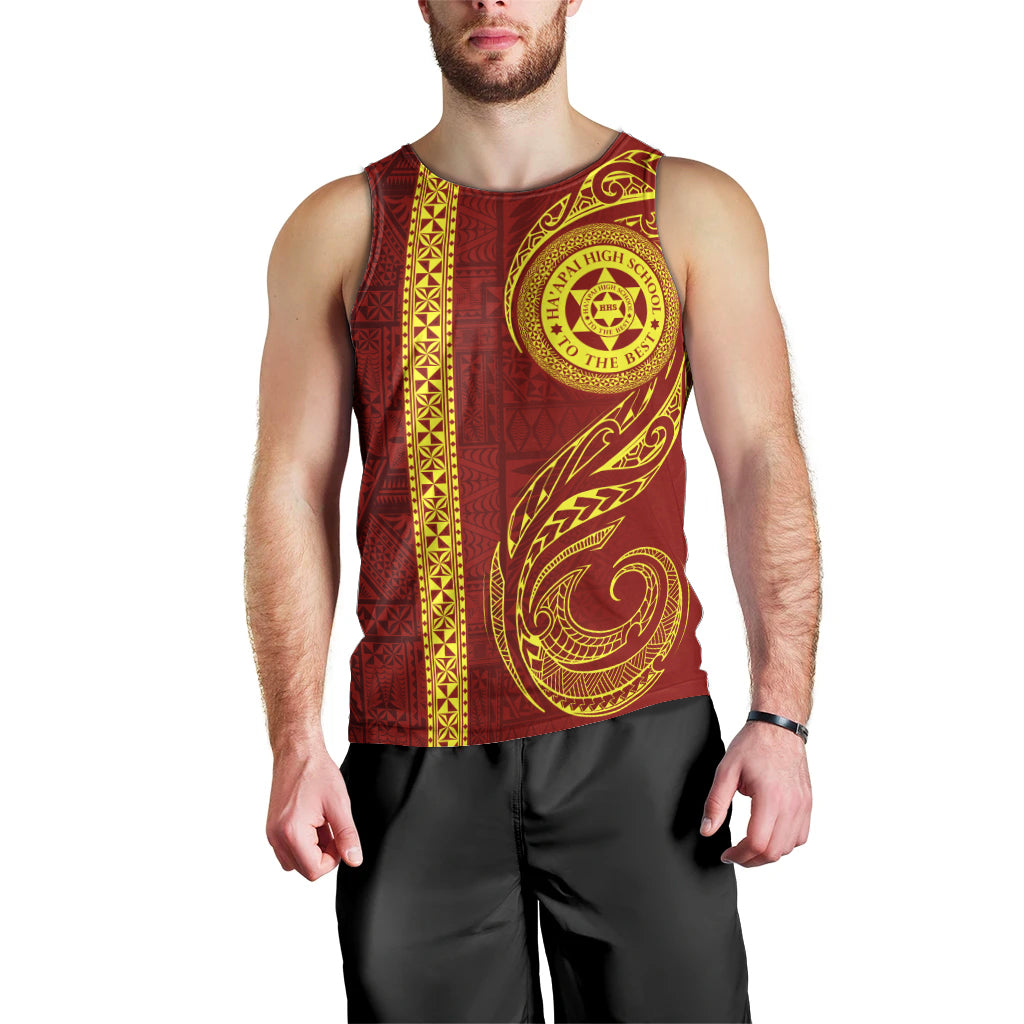 Tonga Ha'apai High School Men Tank Top Ngatu and Maori Ethnic Tribal Pattern LT03 - Polynesian Pride