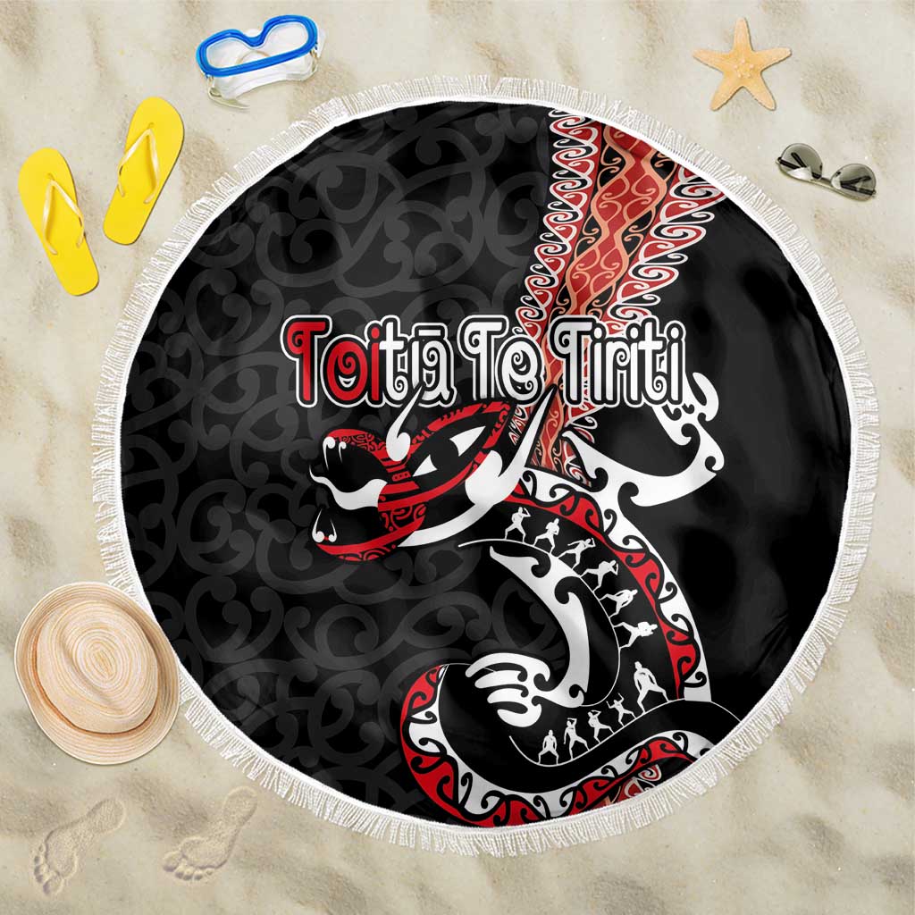 Aotearoa Toitu Te Tiriti Beach Blanket Maori Taniwha Haka - Honour the Treaty