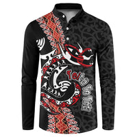 Aotearoa Toitu Te Tiriti Button Sweatshirt Maori Taniwha Haka - Honour the Treaty LT03