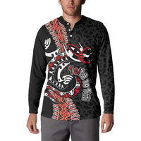 Aotearoa Toitu Te Tiriti Button Sweatshirt Maori Taniwha Haka - Honour the Treaty LT03