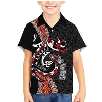 Aotearoa Toitu Te Tiriti Family Matching Mermaid Dress and Hawaiian Shirt Maori Taniwha Haka - Honour the Treaty LT03 Son's Shirt Black - Polynesian Pride