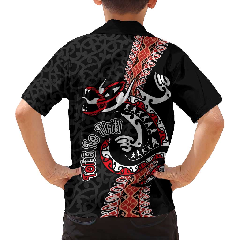 Aotearoa Toitu Te Tiriti Family Matching Off Shoulder Short Dress and Hawaiian Shirt Maori Taniwha Haka - Honour the Treaty LT03 - Polynesian Pride