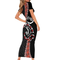 Aotearoa Toitu Te Tiriti Family Matching Short Sleeve Bodycon Dress and Hawaiian Shirt Maori Taniwha Haka - Honour the Treaty LT03 - Polynesian Pride