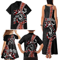 Aotearoa Toitu Te Tiriti Family Matching Tank Maxi Dress and Hawaiian Shirt Maori Taniwha Haka - Honour the Treaty LT03 - Polynesian Pride