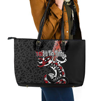 Aotearoa Toitu Te Tiriti Leather Tote Bag Maori Taniwha Haka - Honour the Treaty LT03 - Polynesian Pride