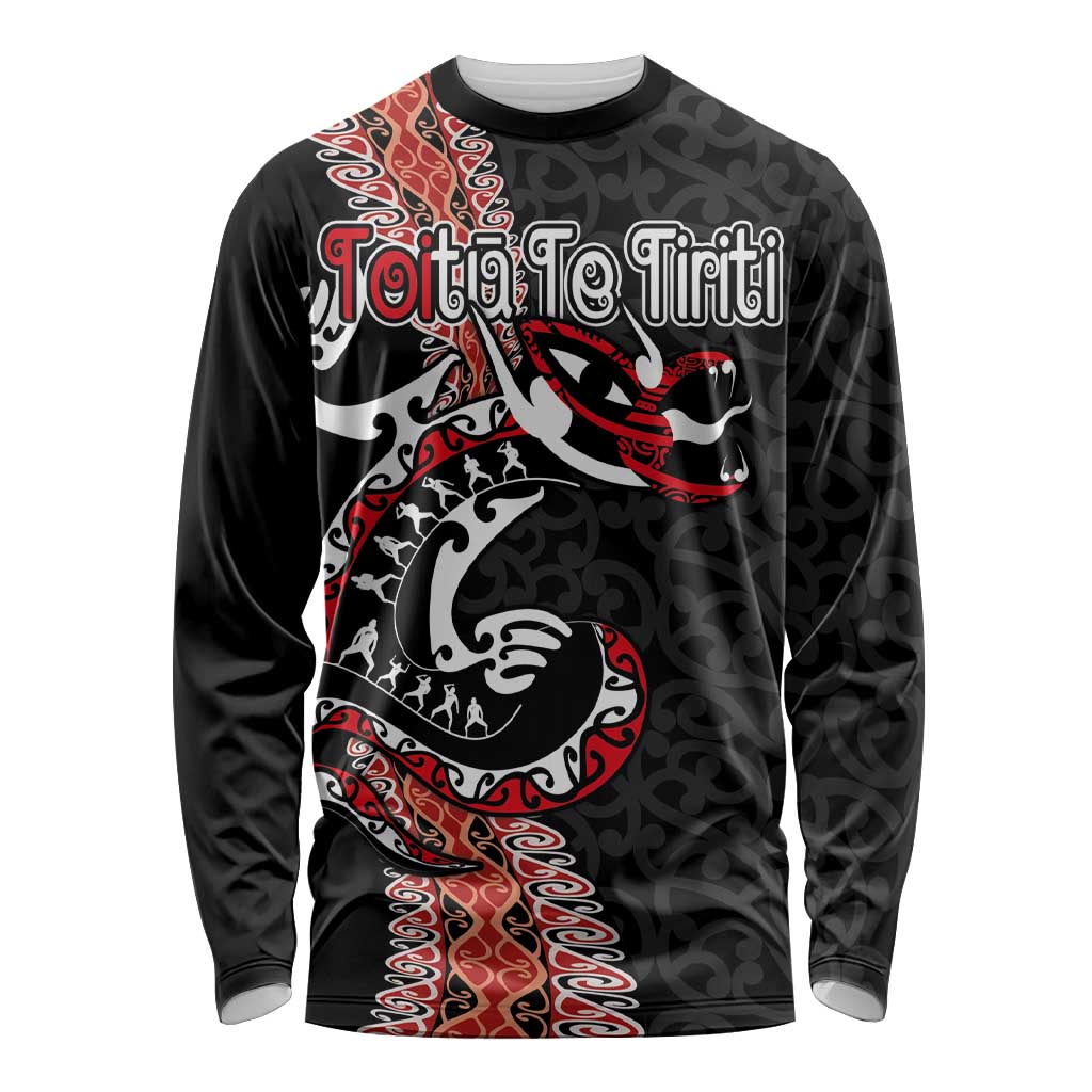 Aotearoa Toitu Te Tiriti Long Sleeve Shirt Maori Taniwha Haka - Honour the Treaty