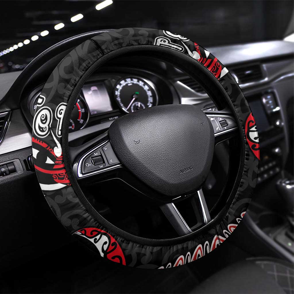 Aotearoa Toitu Te Tiriti Steering Wheel Cover Maori Taniwha Haka - Honour the Treaty